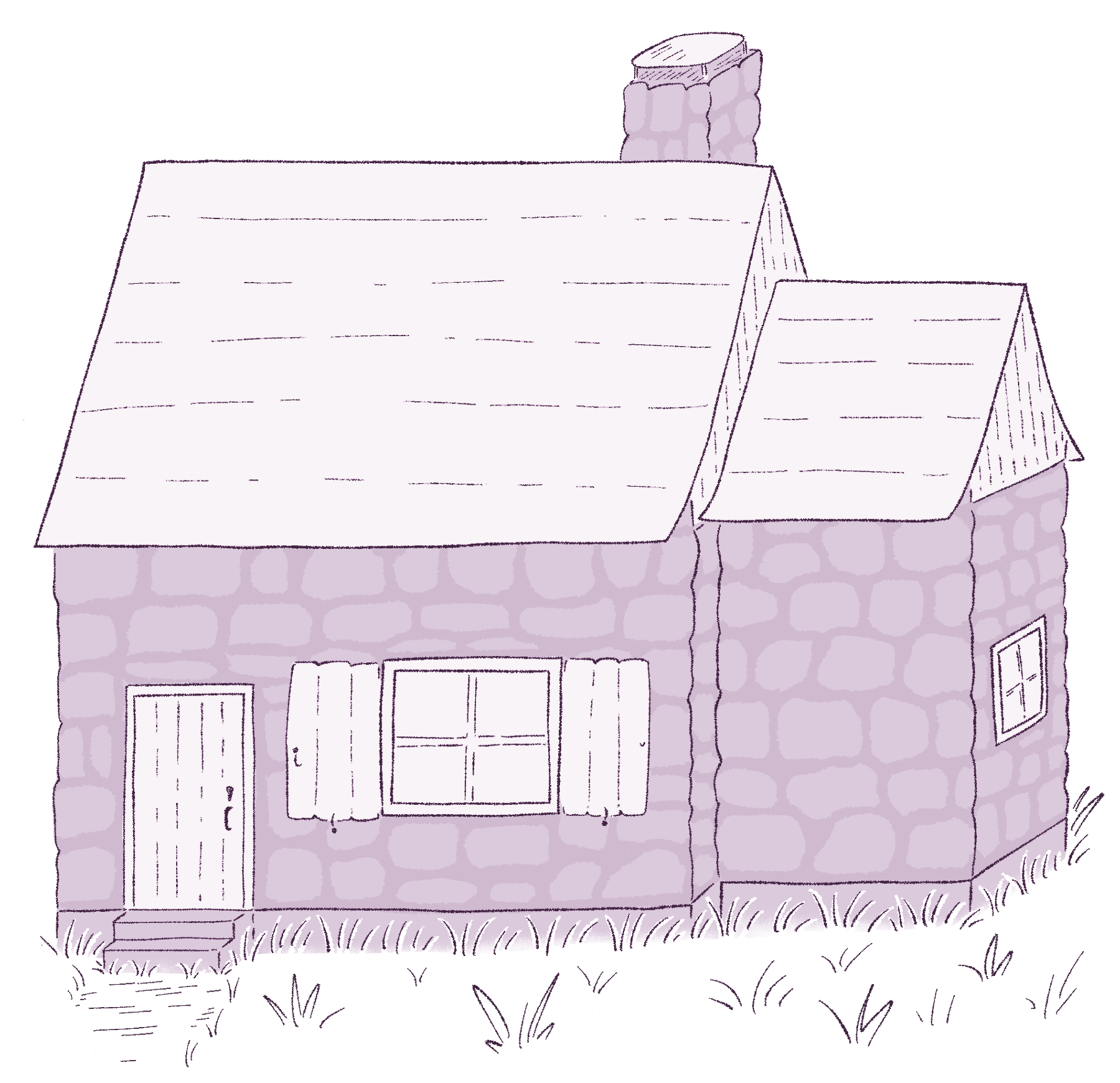 Illustration of Clove's small stone house.
